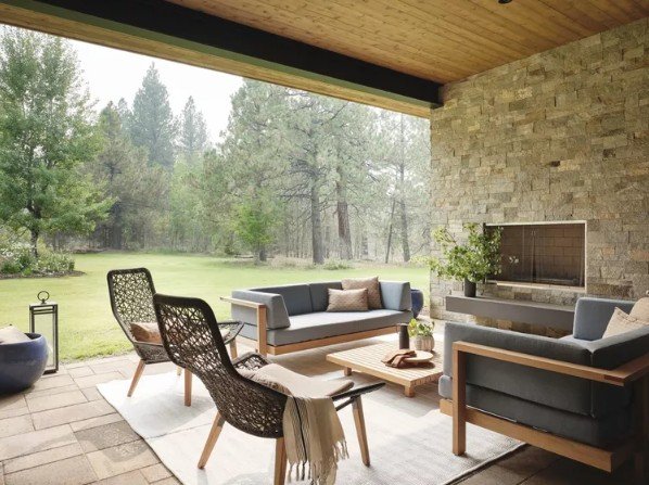 a top patio trend and backyard idea is to create multifunctional outdoor spaces and bring the indoors outside